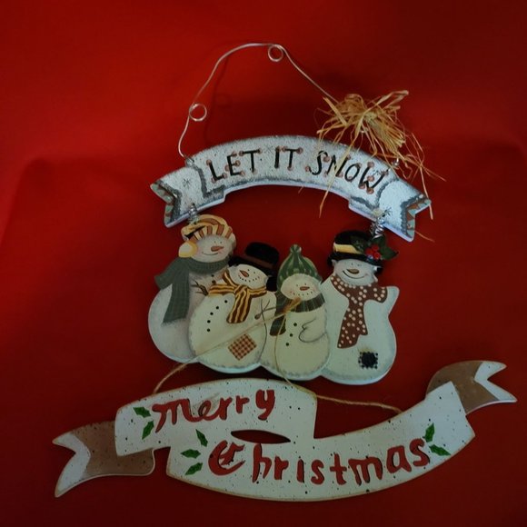 Christmas Signs Merry Christmas and Let it Snow Set of 2 - Picture 1 of 12